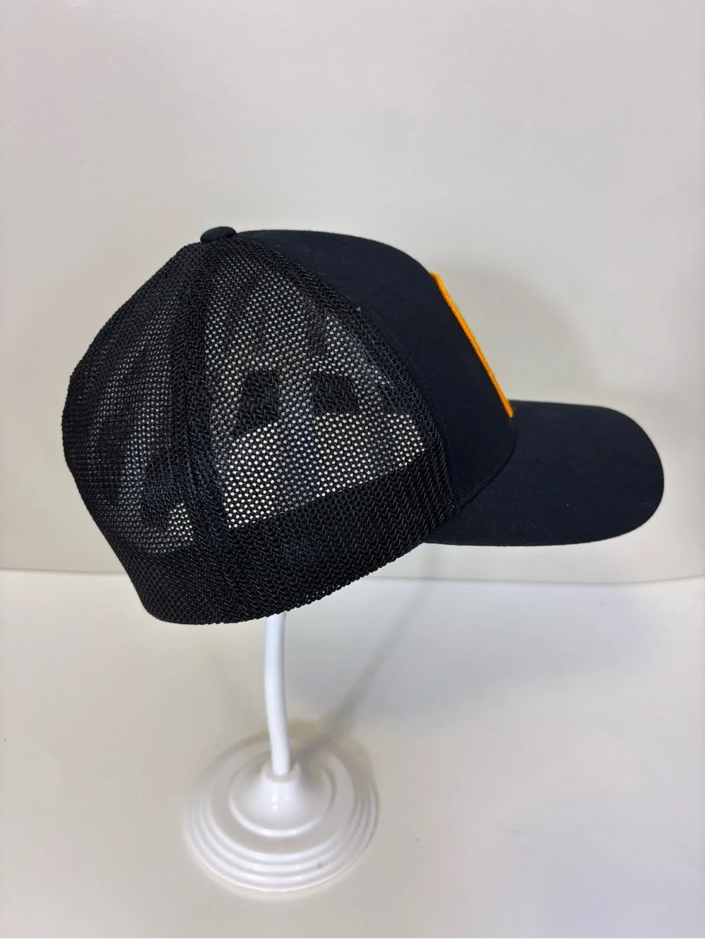 The North Face Black Trucker Hat with Orange-Trim Mountain Patch S/M